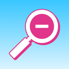 Zoom sign illustration. Cerise pink with white Icon at picton blue background. Illustration.