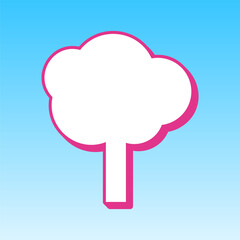 Tree sign illustration. Cerise pink with white Icon at picton blue background. Illustration.