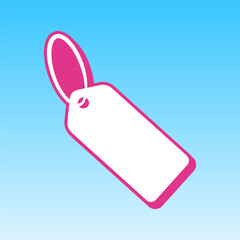 Tag sign illustration. Cerise pink with white Icon at picton blue background. Illustration.