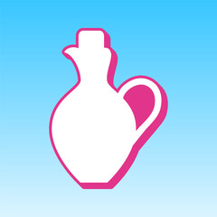 Amphora sign illustration. Cerise pink with white Icon at picton blue background. Illustration.