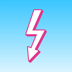 High voltage danger sign. Cerise pink with white Icon at picton blue background. Illustration.