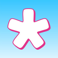 Asterisk star sign. Cerise pink with white Icon at picton blue background. Illustration.