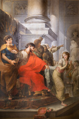 GENOVA, ITALY - MARCH 8, 2023: The Saint Agnes refusing the princely wedding in Chiesa di Nostra...