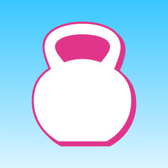 Fitness Dumbbell sign. Cerise pink with white Icon at picton blue background. Illustration.