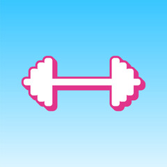 Obraz premium Dumbbell weights sign. Cerise pink with white Icon at picton blue background. Illustration.