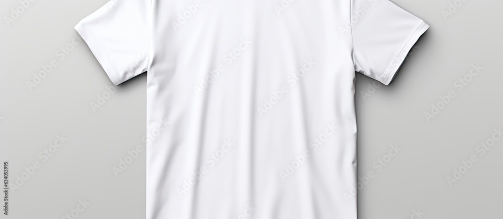 Poster front view of a blank white t shirt used as a design template and isolated on a white background