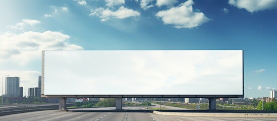 Empty billboard on a sunlit highway for ads