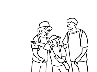 お父さんとお母さんと子供
（線画）
