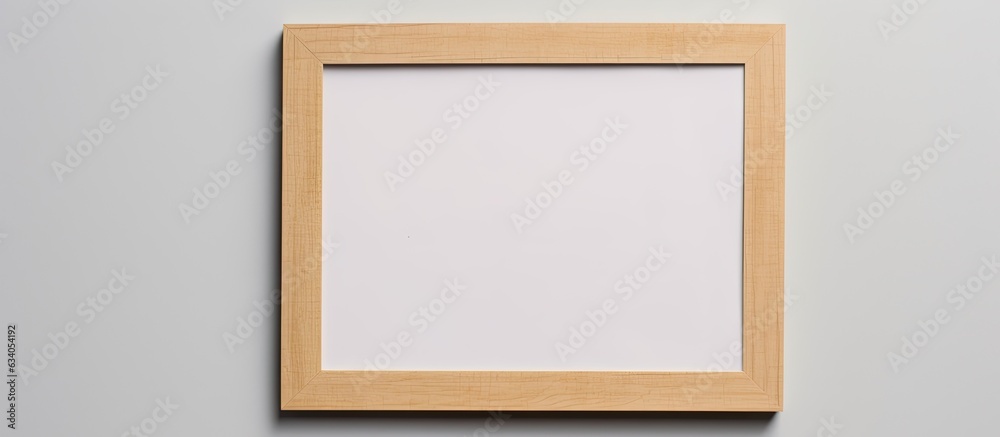 Aufkleber empty horizontal picture frame mockup on white wall single wood frame template