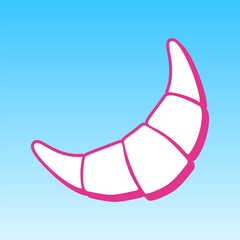 Croissant simple sign. Cerise pink with white Icon at picton blue background. Illustration.