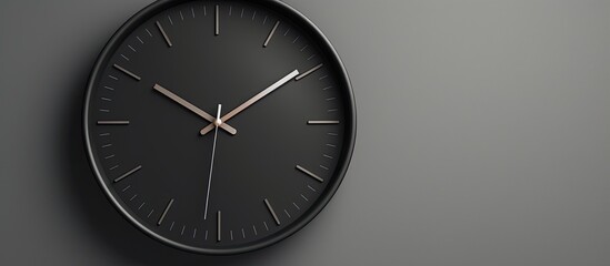 Time management with modern clock on grey background top perspective