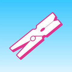 Clothes peg sign. Cerise pink with white Icon at picton blue background. Illustration.