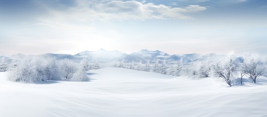 Fototapeta na wymiar Snowy field with hills and smooth surface on isolated white background