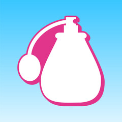 Perfume icon. Cerise pink with white Icon at picton blue background. Illustration.