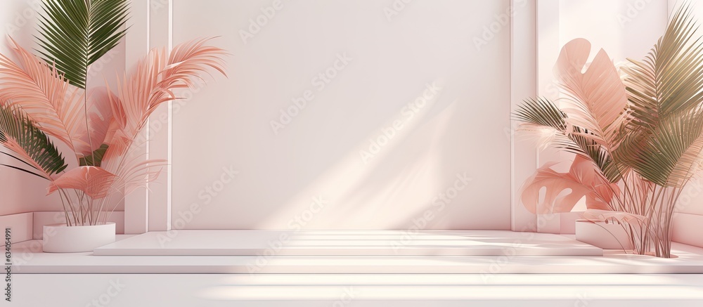 Poster Empty room with shadows and copy space for product presentation summer concert backdrop