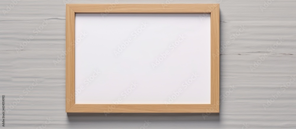 Aufkleber empty horizontal picture frame mockup on white wall single wood frame template