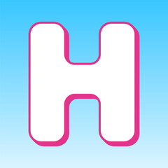 Letter H sign design template element. Cerise pink with white Icon at picton blue background. Illustration.