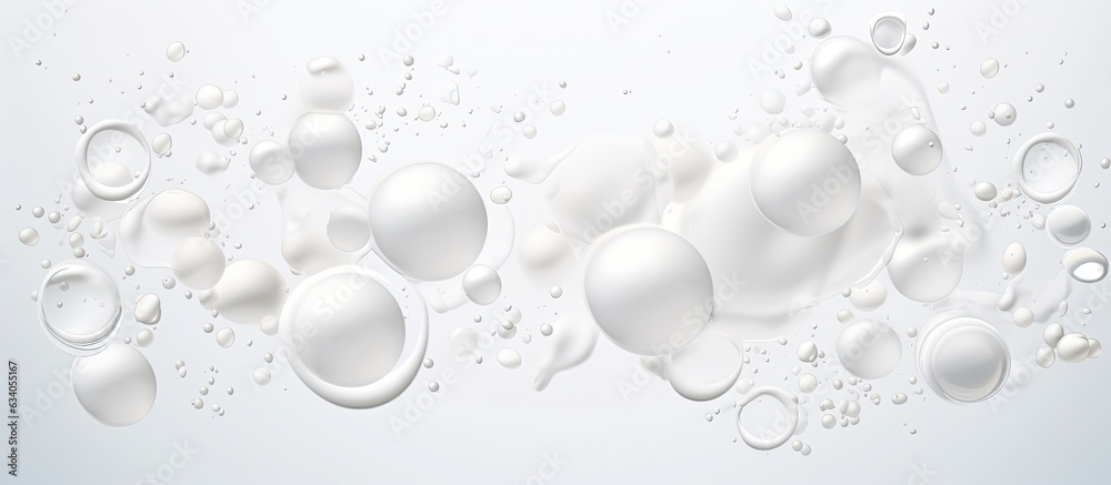 Aufkleber foamy texture of a skincare cleanser with soap bubbles on a white background and empty space
