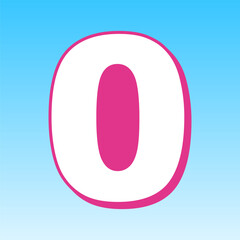 Number 0 sign design template element. Cerise pink with white Icon at picton blue background. Illustration.