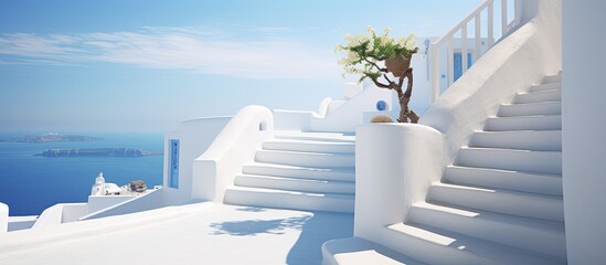 Stairs leading to terrace in Oia Santorini