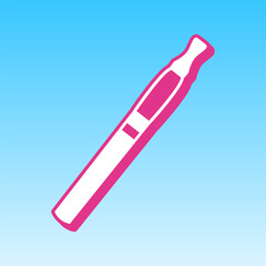 E-cigarette sign. Cerise pink with white Icon at picton blue background. Illustration.