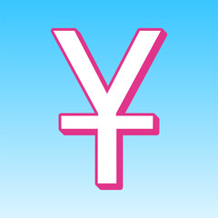 Obraz premium Chinese Yuan sign. Cerise pink with white Icon at picton blue background. Illustration.