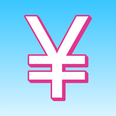 Fototapeta premium Yen sign. Cerise pink with white Icon at picton blue background. Illustration.
