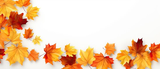 Naklejka na ściany i meble Fall design with room for writing Maple leaf arrangement on blank background