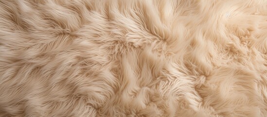 The top down view of an empty beige carpet serves as a blank space for text with a new fluffy background