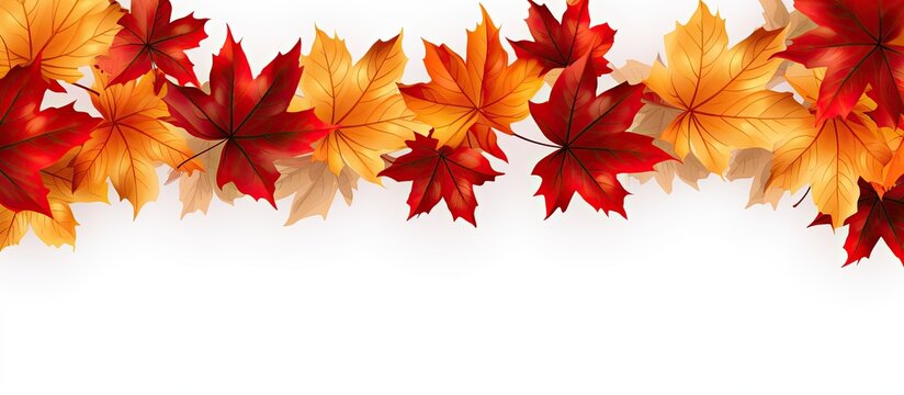 Fall design with room for writing Maple leaf arrangement on blank background