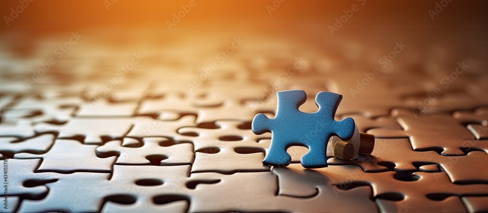 Poster Task completion and missing puzzle pieces with a business concept