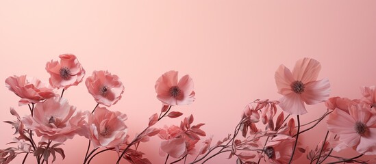 Shadow of flowers on pink background incorporated