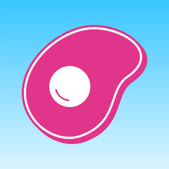 Omelet sign. Flat designed style icon. Cerise pink with white Icon at picton blue background. Illustration.