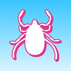 Dust mite sign illustration. Cerise pink with white Icon at picton blue background. Illustration.