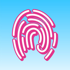 Fingerprint sign illustration. Cerise pink with white Icon at picton blue background. Illustration.