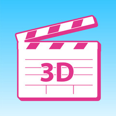 Fototapeta premium 3D film sign. Cerise pink with white Icon at picton blue background. Illustration.