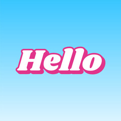 Hello slogan. Cerise pink with white Icon at picton blue background. Illustration.