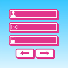 Obraz premium Web browser window with login page sign. Cerise pink with white Icon at picton blue background. Illustration.