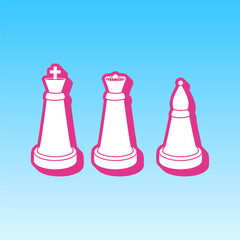 Chess figures sign. Cerise pink with white Icon at picton blue background. Illustration.