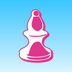 Chess figures sign. Cerise pink with white Icon at picton blue background. Illustration.