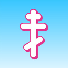 Fototapeta premium Cross sign. Cerise pink with white Icon at picton blue background. Illustration.