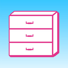 Nightstand sign. Cerise pink with white Icon at picton blue background. Illustration.