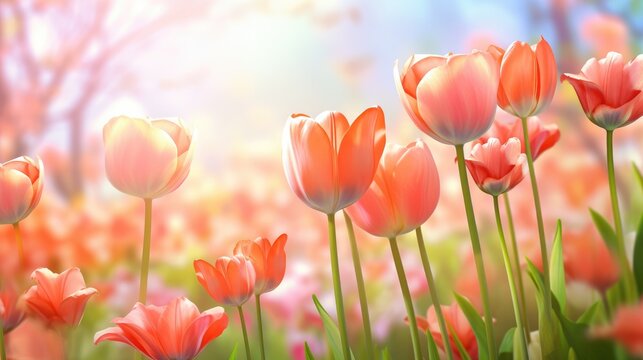 Natural Background with Tulips Closeup