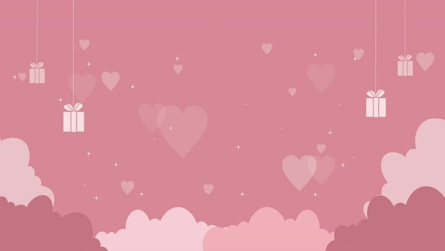 Vector Banner Template Valentine's Day vector banner template with clouds, gifts and hearts illustrations on pink background. Suitable for shopping  commercial web or print banner poster brochure 