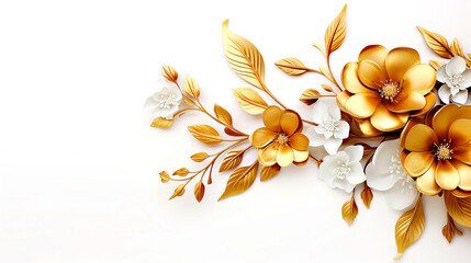 White background with yellow flowers