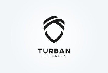 Obraz premium Turban Logo. turban and shield combination. flat design logo template. vector illustration