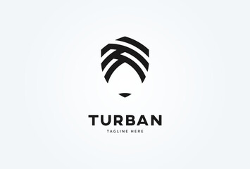 Turban Logo. minimalist women turban logo design inspiration. flat design logo template. vector illustration - obrazy, fototapety, plakaty