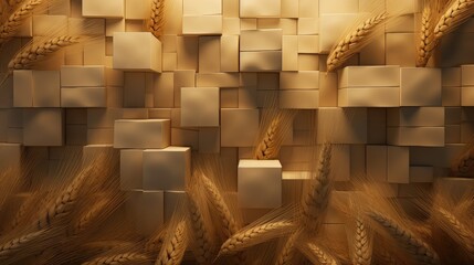 Wheat Cubes Wall Background