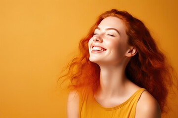 Gleeful Red-haired Lady Exuding Happiness
