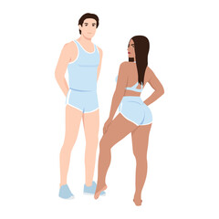 illustration of a slim athletic body type of adult man and woman. Healthy lifestyle or anatomy concept. Gender comparison.